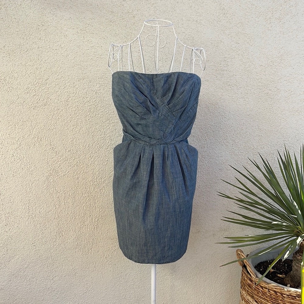 Flirty 100% cotton French Connection UK style strapless dress w/pockets size 14